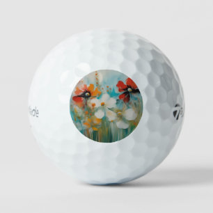 Balles De Golf Un tableau abstrait avec des fleurs sauvages