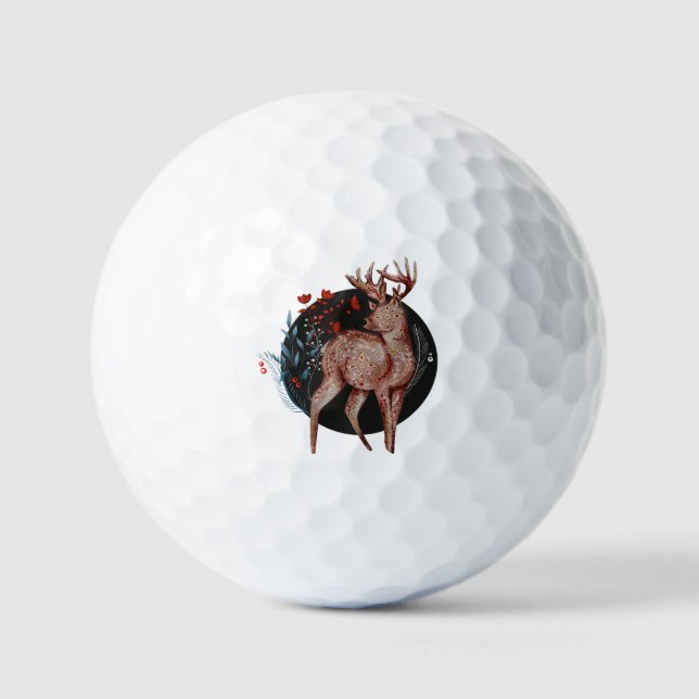 Balles De Golf Vacances de Noël des rennes nordiques scandinaves (Recto)