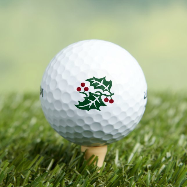 Balles De Golf Vacances de Noël Green Holly et Red Berries (T-shirt Insitu)