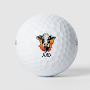 Balles De Golf Vache Holstein Monogramme Bétail Viande Bovine Ani