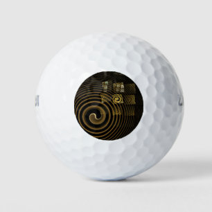 Balles De Golf Vagues dorées hypnotiques Art abstrait moderne
