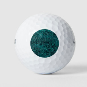 Balles De Golf Vaporwave Rippling Turquoise et Dark Blue Line Mot