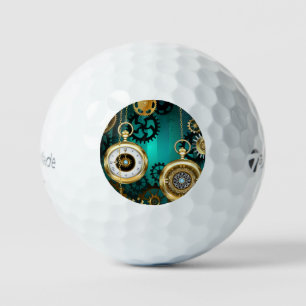 Balles De Golf Veille bijoux Steampunk sur un Arrière - plan vert