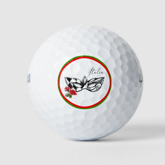Balles De Golf *~* Venise Italia Italienne Italie Rose de Masque  (Devant)