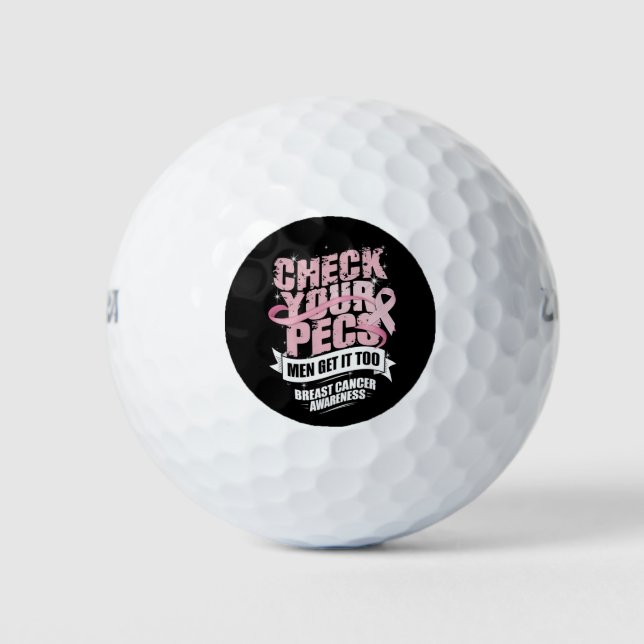 Balles De Golf Vérifiez votre Pecs Hommes Sensibilisation au canc (Devant)