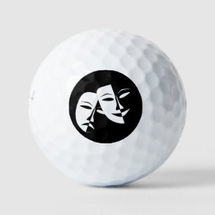 Balles De Golf Verre Comédie/Tragédie Noir et Blanc