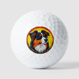 Balles De Golf Vibrant portrait illustré d'un chien
