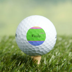 Balles De Golf Vibrant Vert Lumière Bleu Nom personnalisé