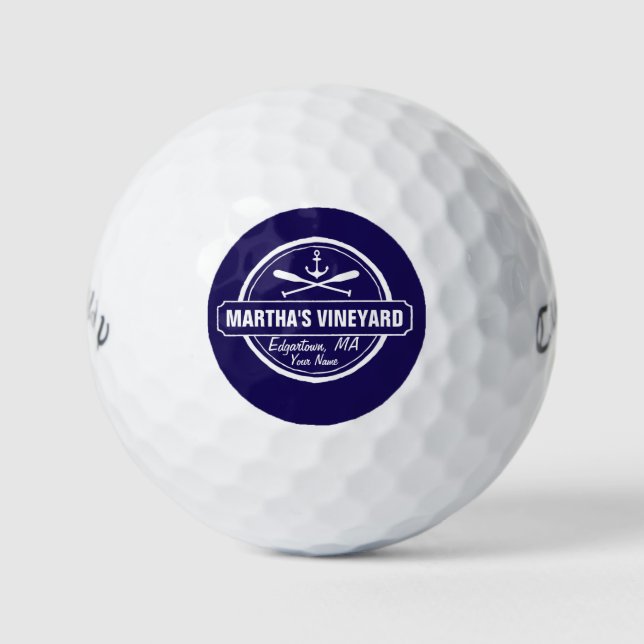 Balles De Golf Vignoble de Martha, MA ville, nom, ancre nautique (Devant)