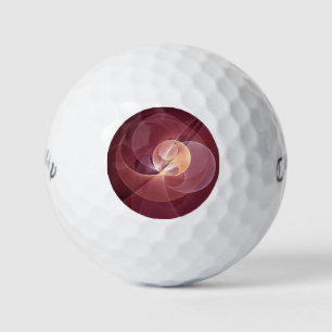 Balles De Golf Vin moderne élégant Abstrait Art fractal rouge