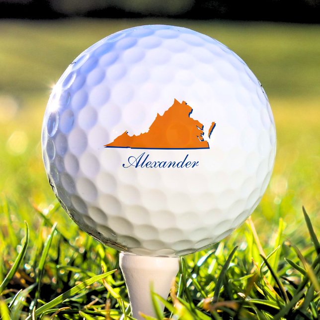 Balles De Golf Virginia State Orange & Blue Name (orange usa state of virginia golf ball)