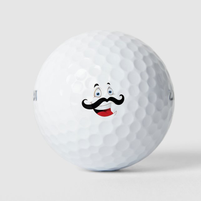 Balles De Golf Visage drôle avec Moustache (Devant)