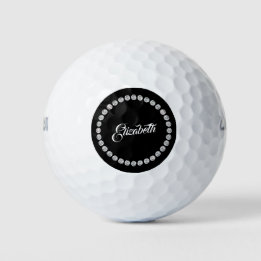 Balles De Golf Votre nom Elegant Diamond Circle Illustration