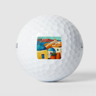 Balles De Golf Vue sur l'île de Santorin, Grèce