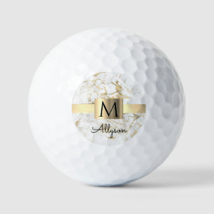 Balles De Golf Wh & Gold Marble Gold Box, do-it-yourself Nom Noir