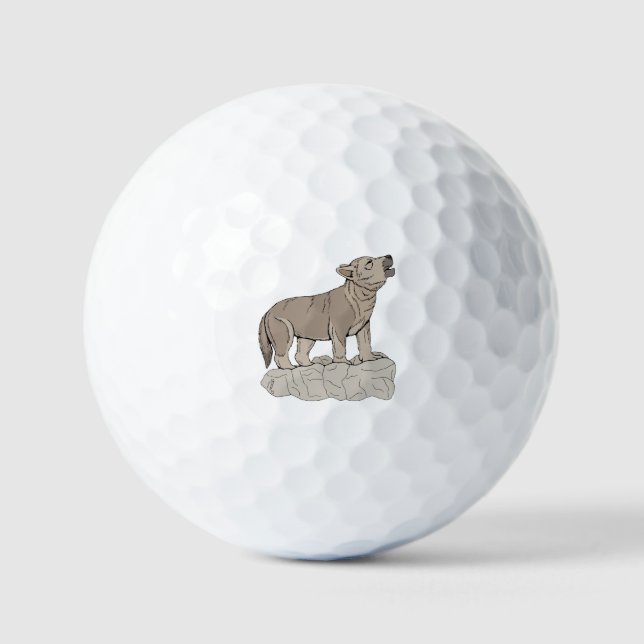 Balles De Golf Wolf Pup Howling (Recto)