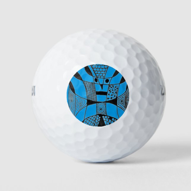 Balles De Golf "Yappy Dog Blue" Abstrait Wilson Golf Balls (Devant)