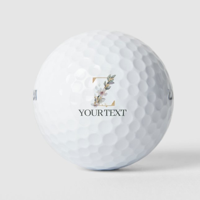 Balles De Golf Z Monogramme Floral Personnalisé (Devant)