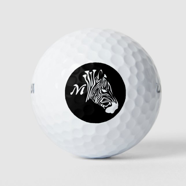 Balles De Golf Zèbre à bandes blanches tordues Silhouette (Devant)