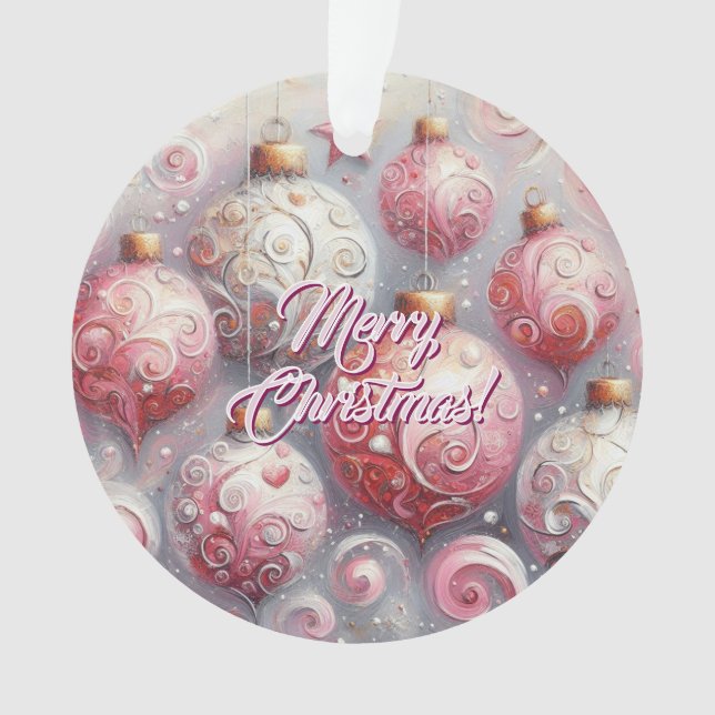 Balles de Noël Tourbillon rose blanc gris (devant)
