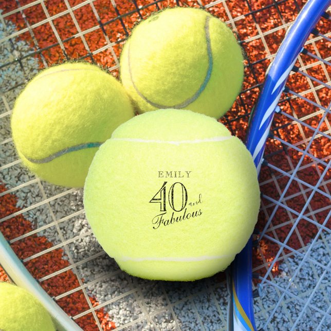 Balles De Tennis 40 et fabuleux Elegant Script Name 40th Birthday (Créateur téléchargé)