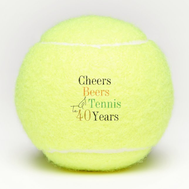 Balles De Tennis 40e Anniversaire Tennis Cheers et Bières Noir (Devant)