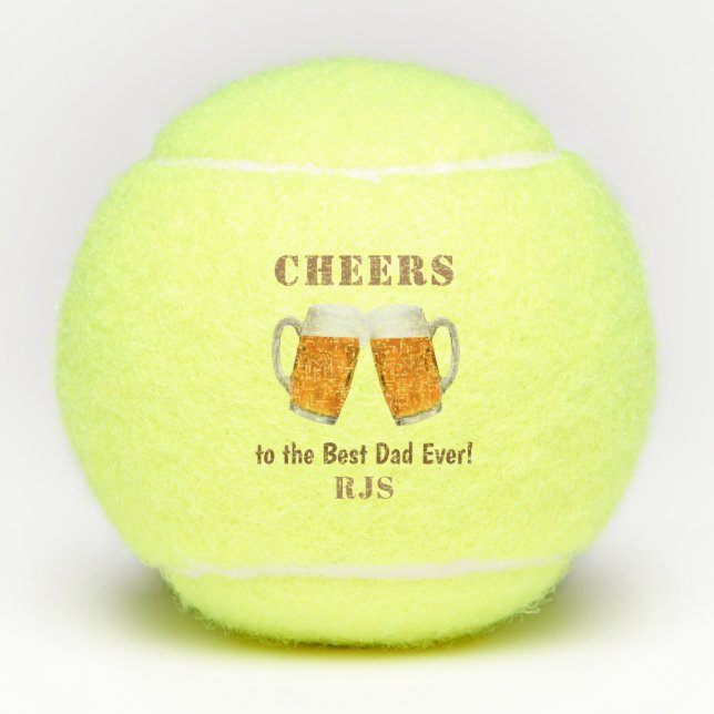 Balles De Tennis Anniversaire Papa Bière Cheval Monogramme (Devant)
