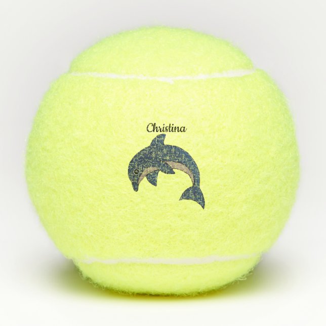Balles De Tennis Bleu foncé Blancs dauphin saut (Devant)