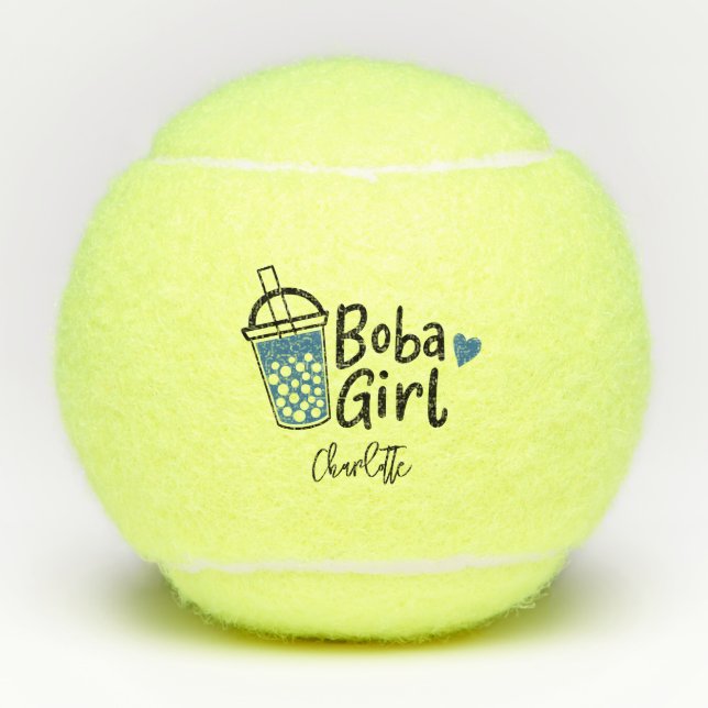 Balles De Tennis Boba Girl Cute Tea Lovers Joueurs d'Équipe (Devant)