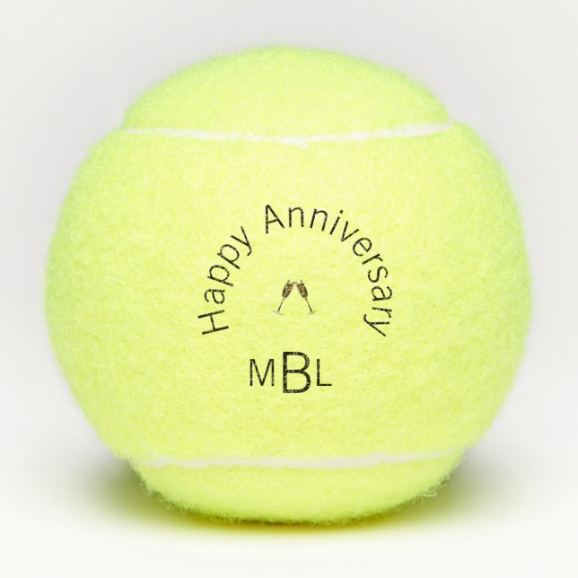 Balles De Tennis Bon Anniversaire Monogramme Champagne Penn (Devant)
