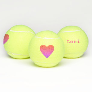 Balles De Tennis Boule de tennis de Monogramme rouge rose coeur