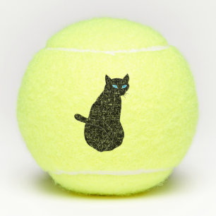 Balles De Tennis Boules de tennis avec chat noir