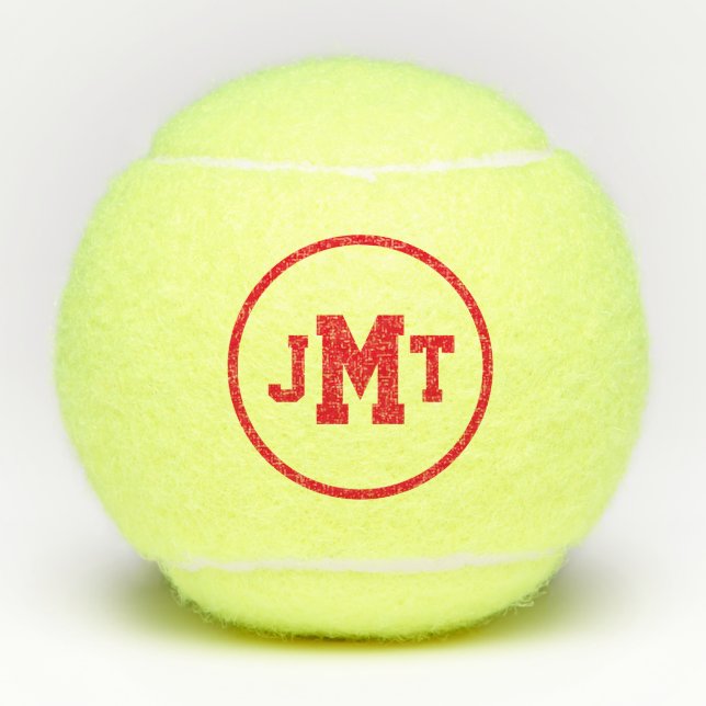 Balles De Tennis Boules de tennis de Monogramme rouge (Devant)