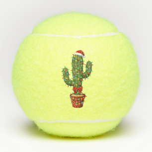 Balles De Tennis Cactus de Noël portant un chapeau de Père Noël Pla
