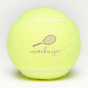 Balles De Tennis Calligraphie élégante personnalisée Nom Lavende