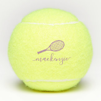 Balles De Tennis Calligraphie élégante personnalisée Nom Lavender