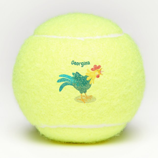 Balles De Tennis Caricature amusante du coq à rames (Devant)