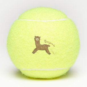 Balles De Tennis Caricature d'alpaga brun joli