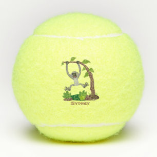 Balles De Tennis Caricature de bande de gibbon joyeux