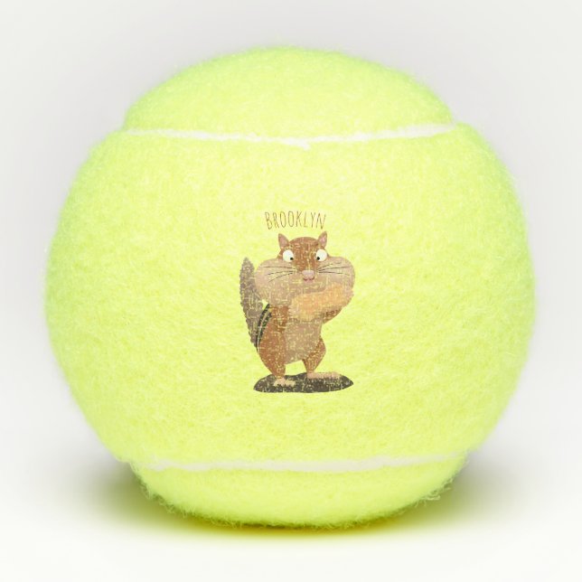 Balles De Tennis Caricature de chipmunk à grosses joues mignonnes (Devant)