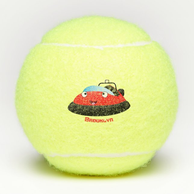 Balles De Tennis Caricature d'hovercraft rouge joyeux (Devant)