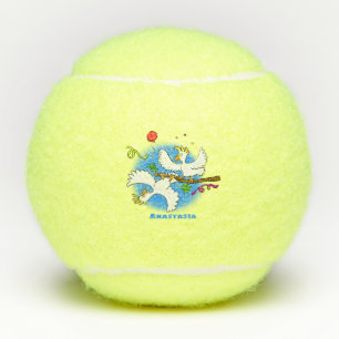 Balles De Tennis Caricature d'oiseaux de cockatoo amusante