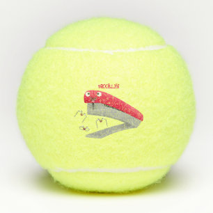 Balles De Tennis Caricature en agrafeuse rouge pâle