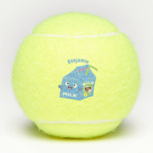 Balles De Tennis Caricature en carton de lait joyeux