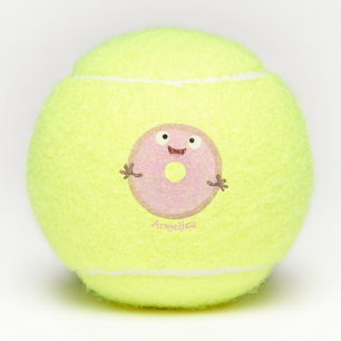 Balles De Tennis Caricature joli beignet rose vitré