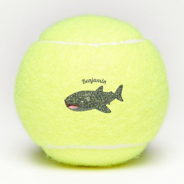 Balles De Tennis Caricature joli requin baleine joyeux (Devant)