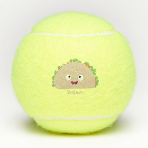Balles De Tennis Caricature joli sourire taco dessin animé