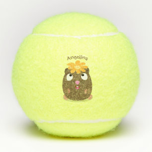 Balles De Tennis Caricature joyeuse de cobaye mignonne