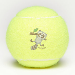Balles De Tennis Caricature pour bébé au raton laveur joyeux