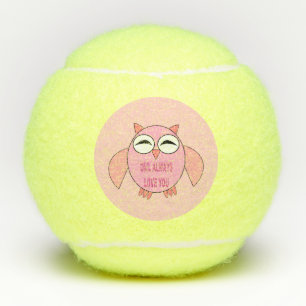 Balles De Tennis Chouette de message d'amour mignonne